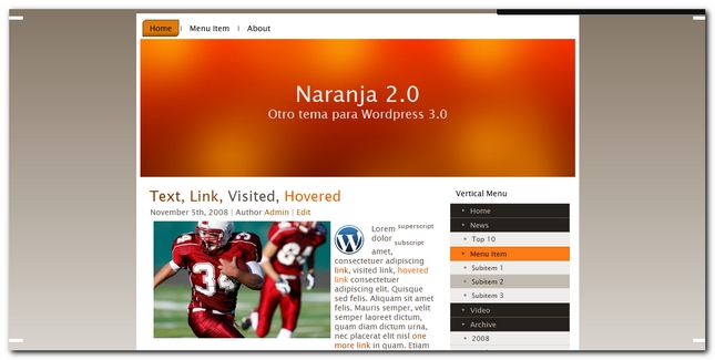 Naranja 2.0 Plantilla para wordpress 3.0