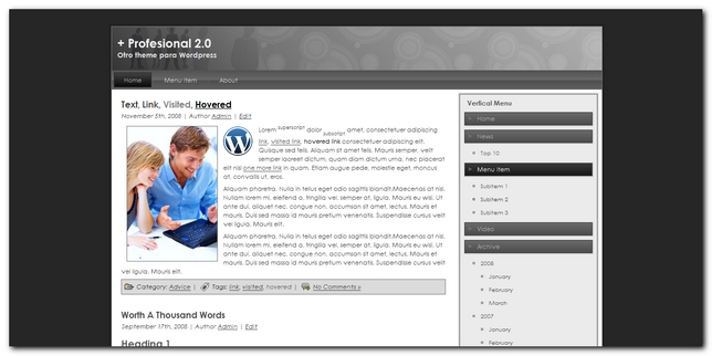 Profesional 2.0 nuevo theme para wordpress Gratis