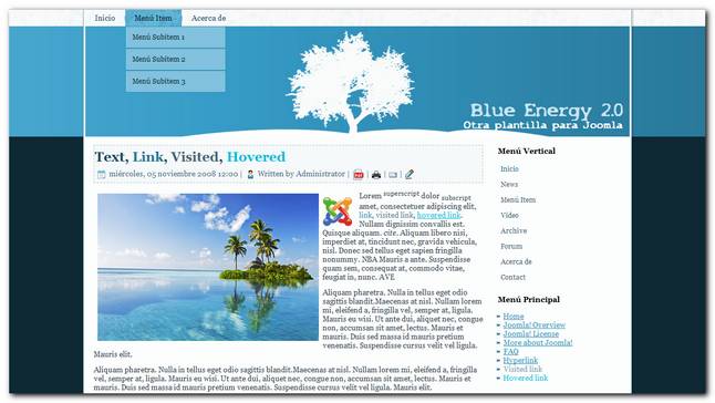 Blue Energy 2.0 nueva plantilla gratis para joomla