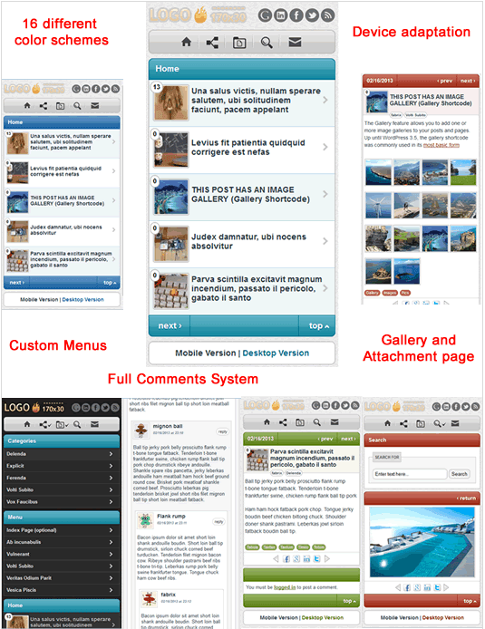 opciones de configuración de wp mobile edition