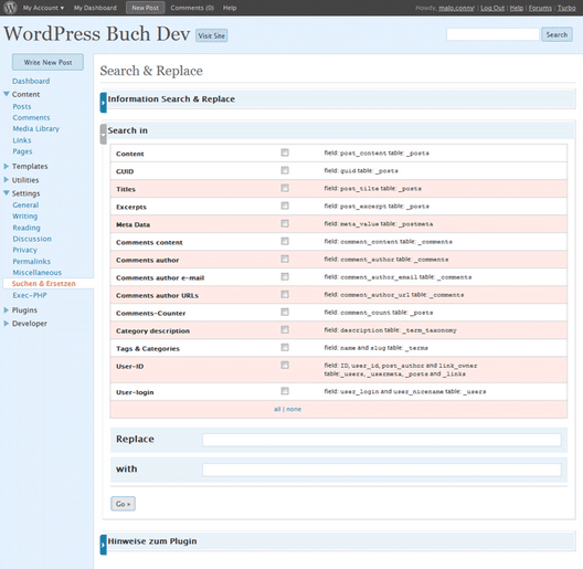 Plugin WordPress Search and Replace