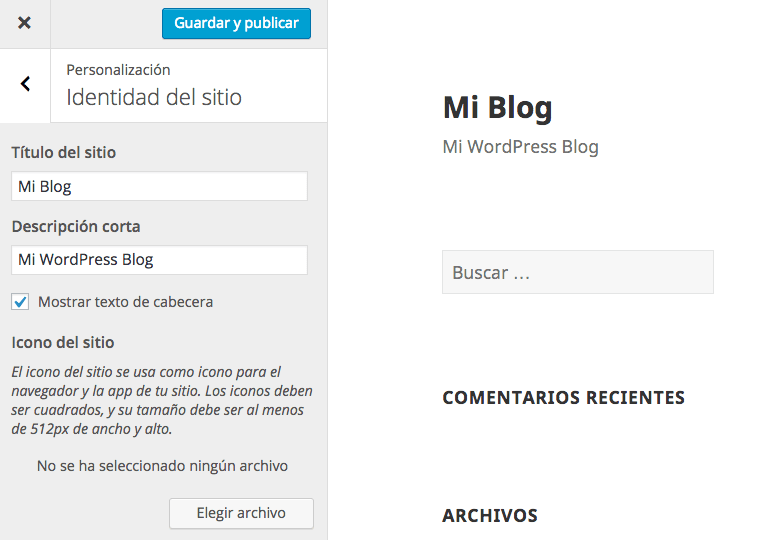 Personalizador WordPress 4.3
