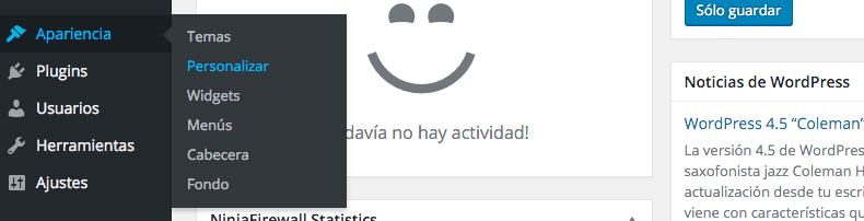 apariencia personalizar WordPress