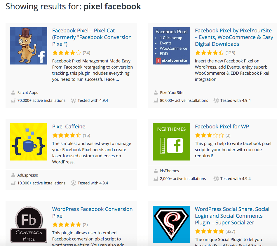 Plugins para insertar el pixel de Facebook