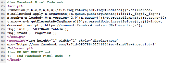 Insertar Pixel Facebook manualmente