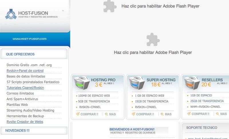 Segunda web Host-Fusion.Com año 2005