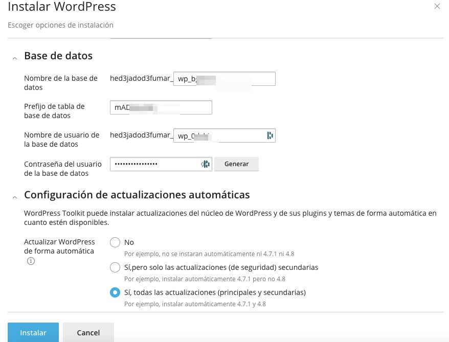 instalación de WordPress toolkit
