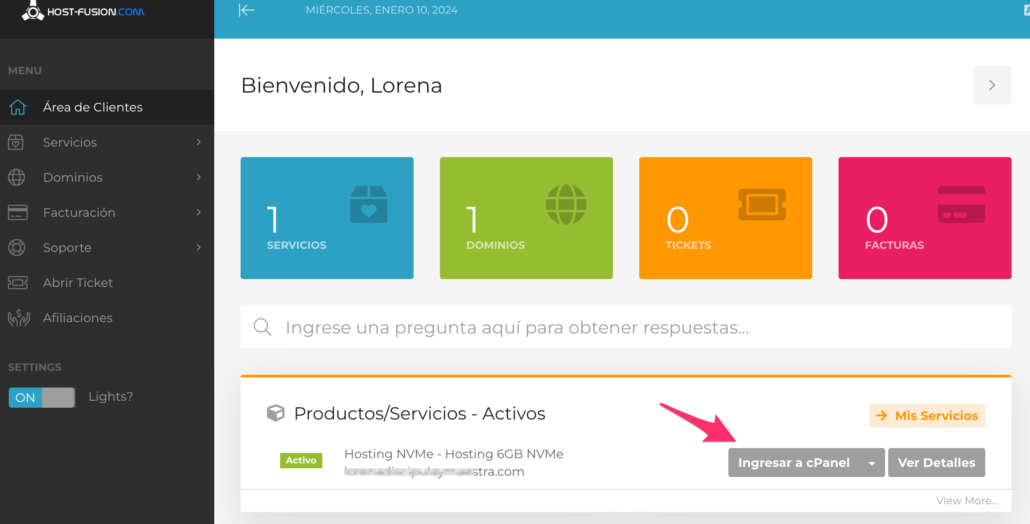 Área clientes Host-Fusion.Co Área clientes Host-Fusion.Com